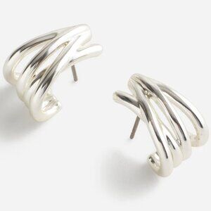 Madewell Wraparound Statement Stud Earrings (Silver)